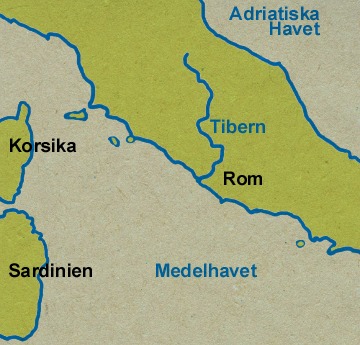 Floden Tibern flyter genom Rom och mynnar ut i Medelhavet